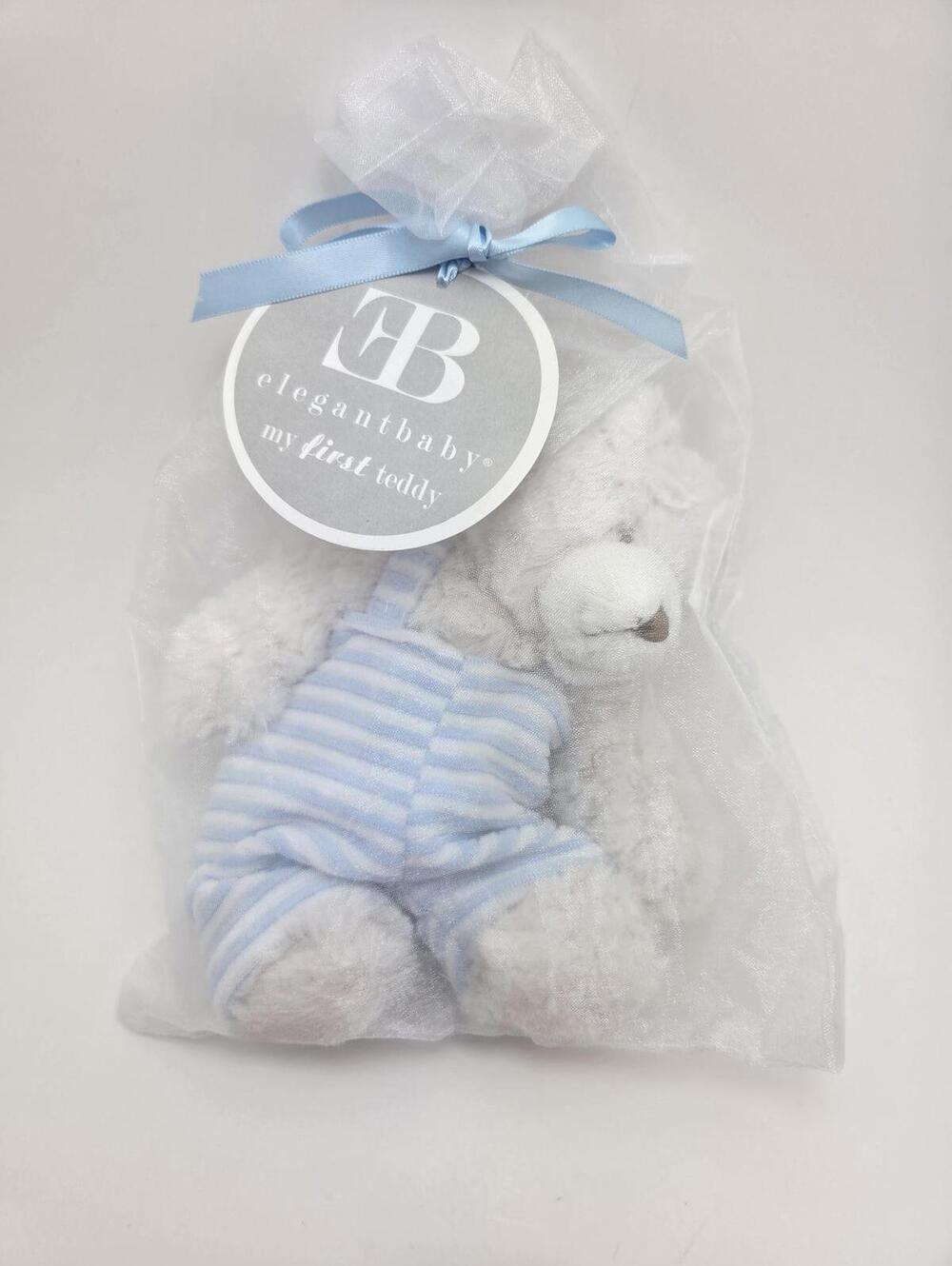 Elegant Baby My First Teddy Plush Blue Teddy Bear New! (6 inch)